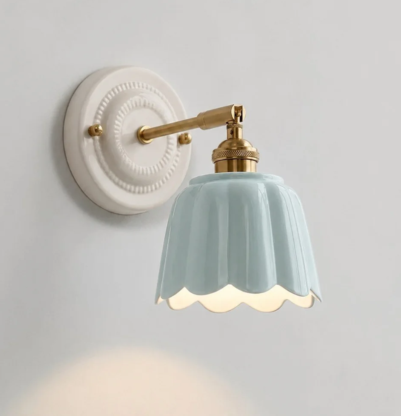 Sidney Vintage Blumen Keramik Wandlampe